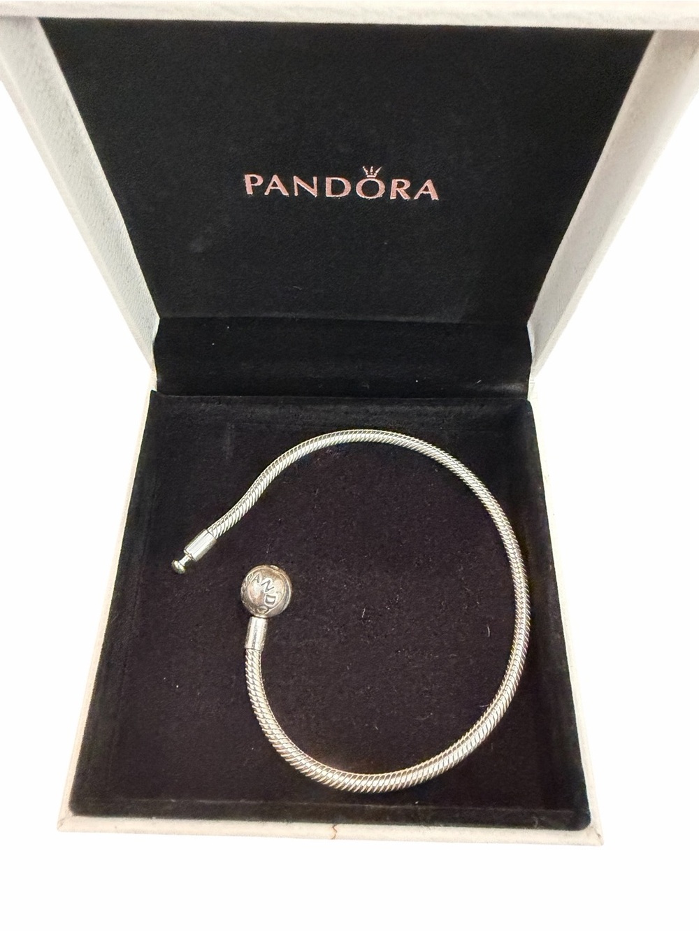Pandora Silver Snake Chain Bracelet with Signature Clasp 8 inches
